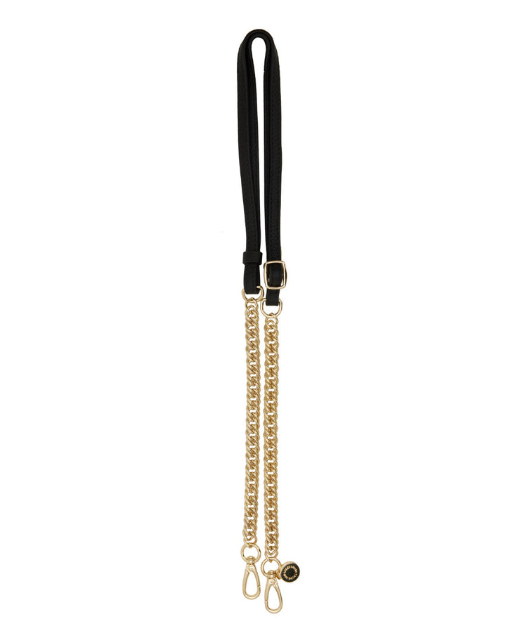 Feature Strap Chain // Gold Curb // Black Leather