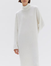 Pearl Roll Neck Knit Dress // Cream