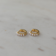 Mini Pearl Huggies // Gold