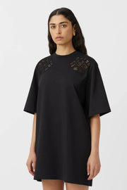 Caterina Appliqué Tee Dress // Black