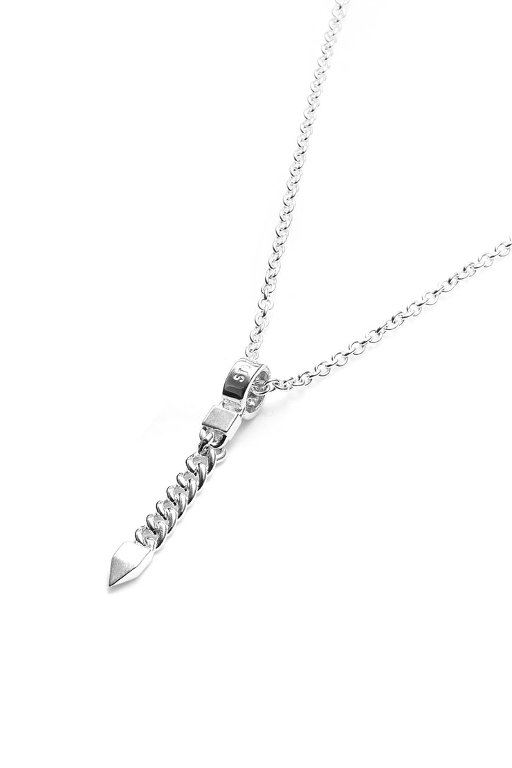 Hanging Curb Spike Necklace // Silver
