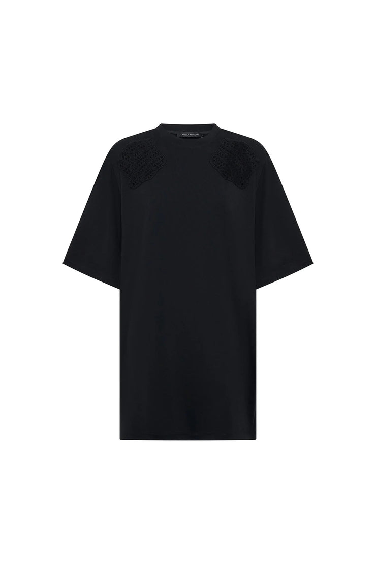 Caterina Appliqué Tee Dress // Black