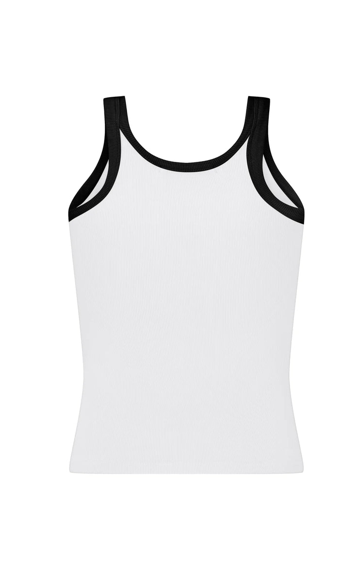 Monogram Contrast Tank // Snow