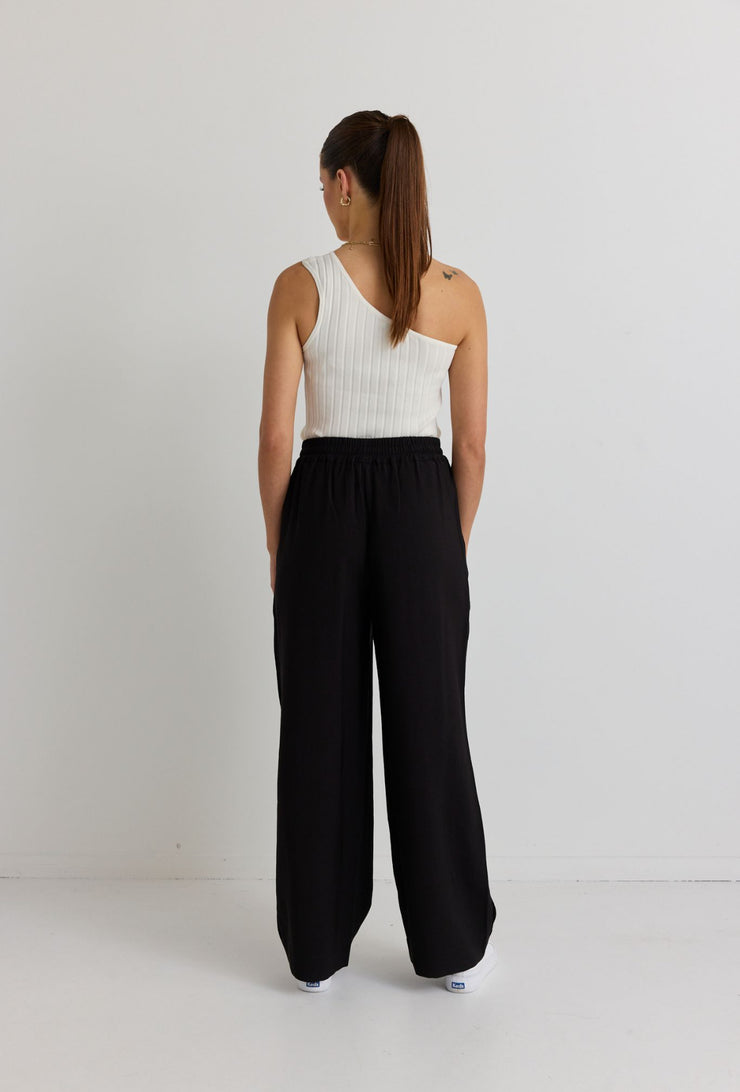 Townie Velvet Stripe Wide Leg Pants // Onyx