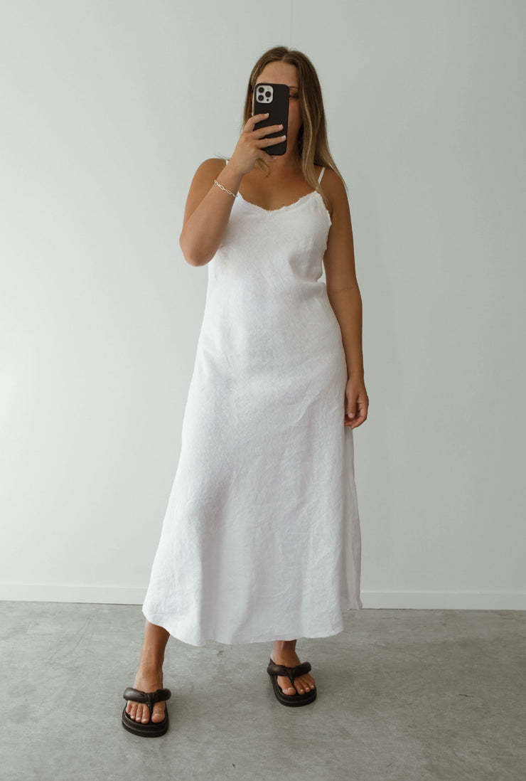 Slip Dress // White Linen