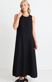 Easygoing Black Linen Dress