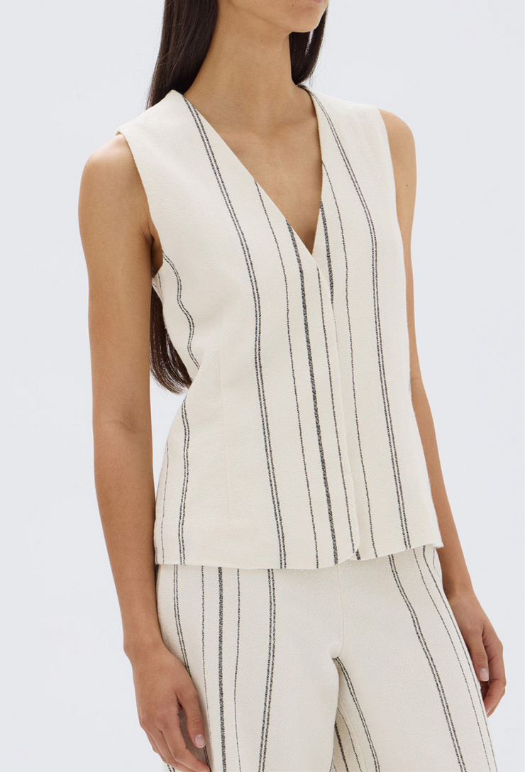 Matera Stripe Vest // Cream/Black