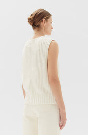Charlotte Cotton Knit Vest // Antique White