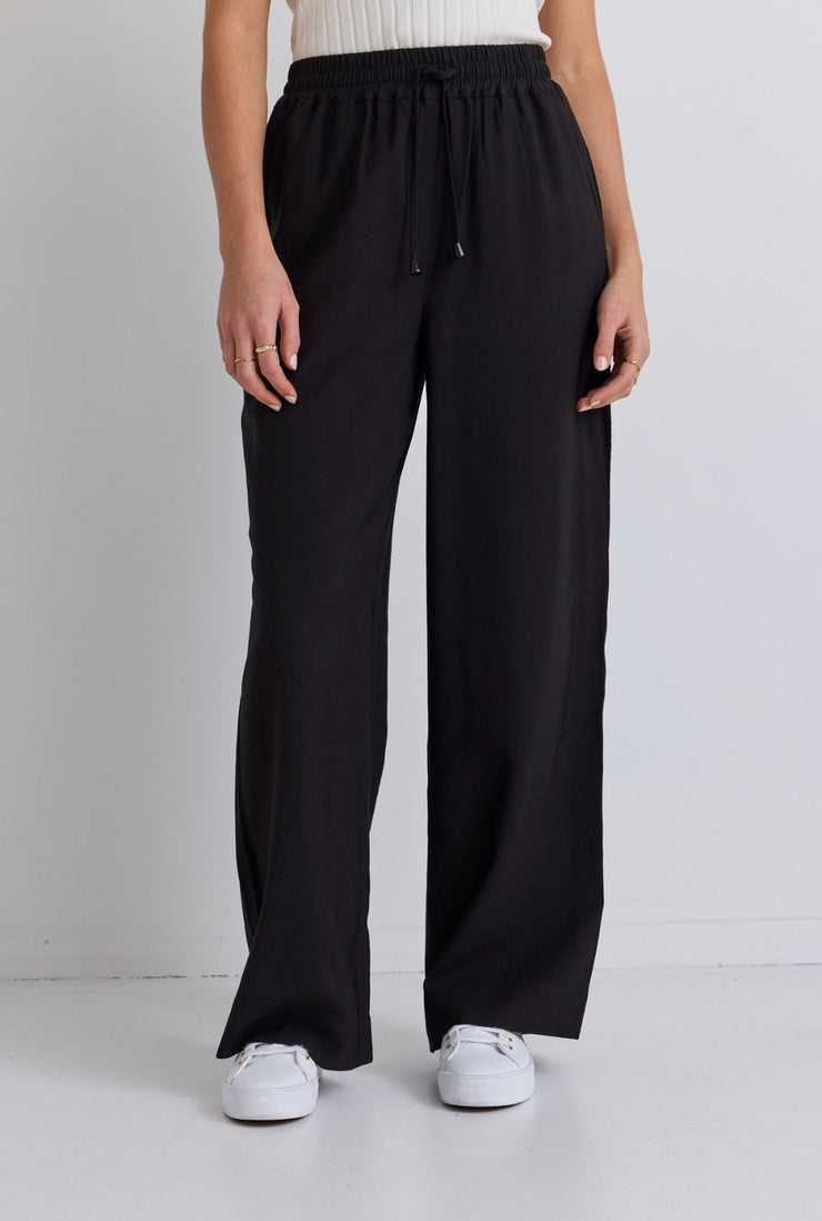 Townie Velvet Stripe Wide Leg Pants // Onyx