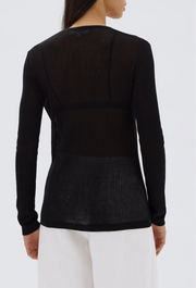 Belle Knit Long Sleeve Top // Black