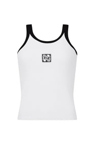 Monogram Contrast Tank // Snow