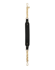 Feature Shoulder Strap Chain Gold Chunky + Black Leather
