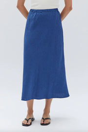 Stella Linen Bias Skirt // Royal