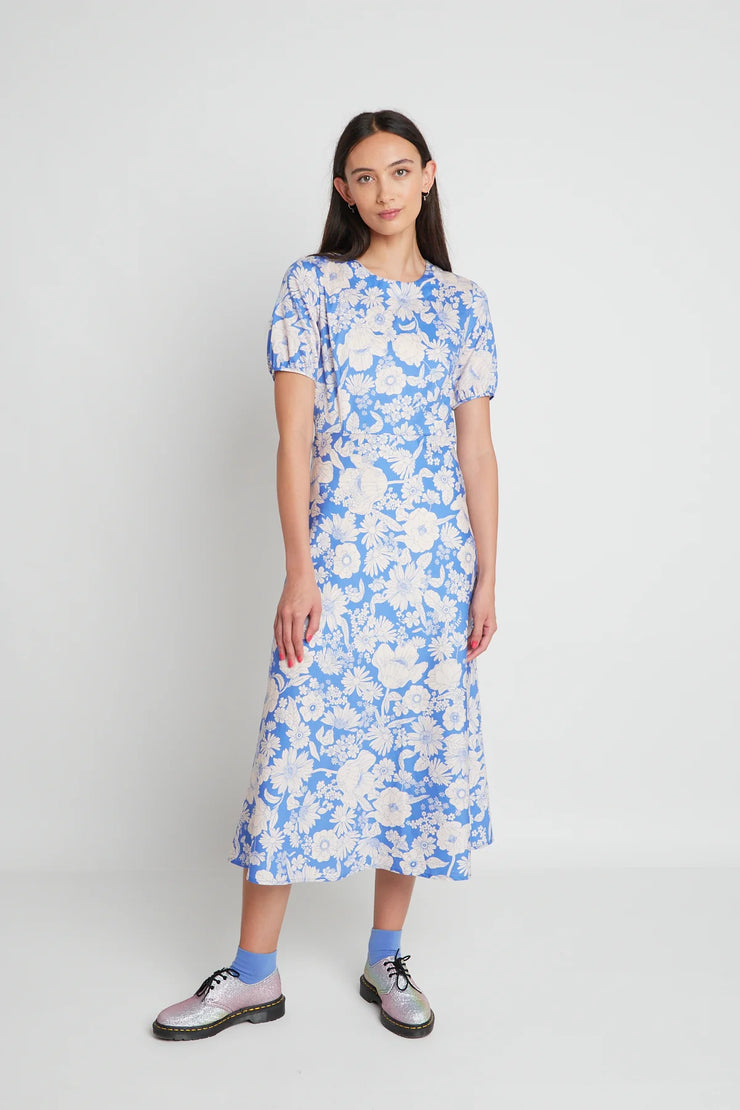 Blossom Dress // Blue Stencil Floral