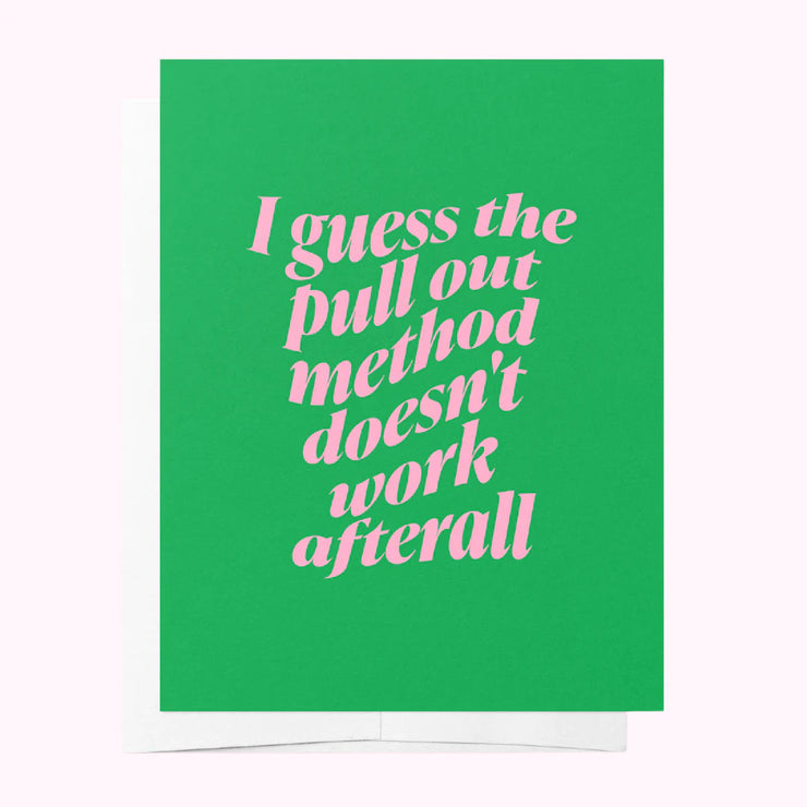 Pull Out Method - Green & Pink Baby Shower Greeting Card