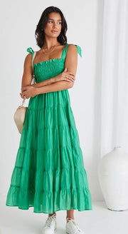 Isabella Tiered Maxi Dress // Green
