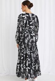 Aria Tiered Maxi Dress // Black & White