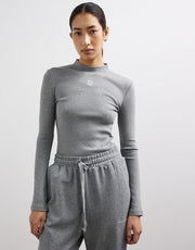 Nora Rib Long Sleeve Top // Grey Marle