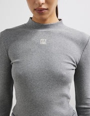 Nora Rib Long Sleeve Top // Grey Marle