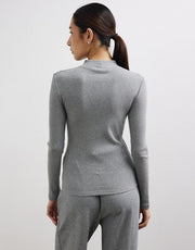 Nora Rib Long Sleeve Top // Grey Marle