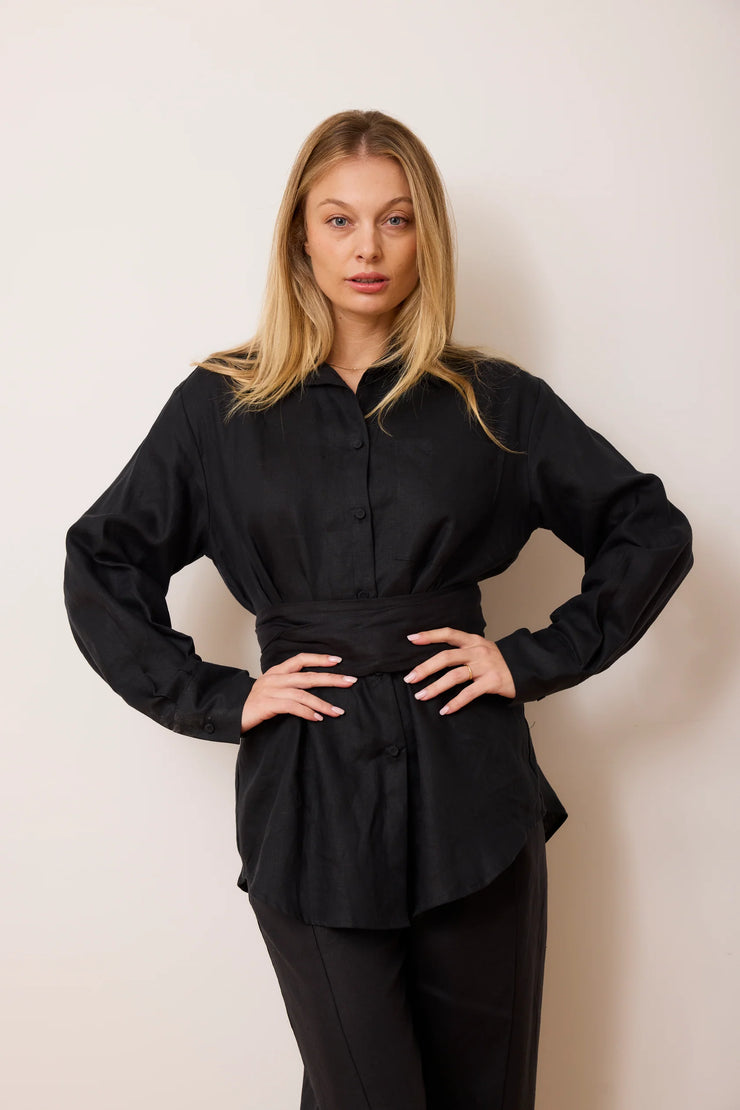 9-5 Shirt // Black Linen