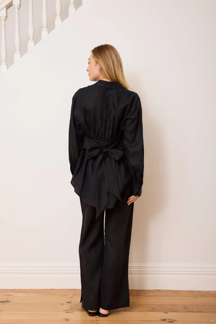 9-5 Shirt // Black Linen