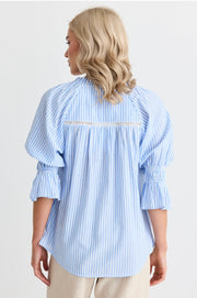 Noetic Short Sleeve Blouse // Blue Stripe